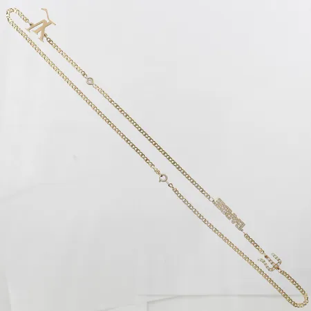 Collier med integrerade hängen och vita stenar, Pansar, längd: 50cm, bredd: 2,5mm, 18K guld Vikt: 10 g