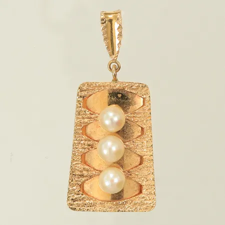 Hänge med 3 pärlor, 25mm exkl ögla, bredd 14-17mm, 18K Vikt: 3,7 g