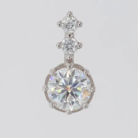 Hänge med vita stenar, 15x8mm, Silver 925/1000. Vikt: 1,1 g