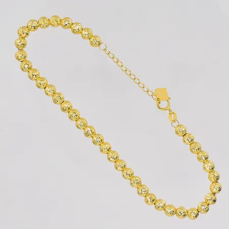 Armband med kulor, längd 16-18cm, bredd 4mm, ihålig, 18K Vikt: 3,9 g