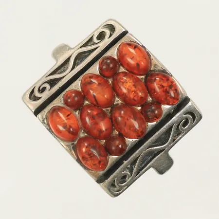 Ring med bärnsten stl 17¼ bredd 2,5-19,5mm Silver 925/1000  Vikt: 8,7 g