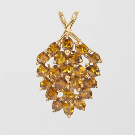 Hänge med gulbruna zirkoner alternativt titanit, 29,8x18,5mm, 9K Vikt: 2,7 g