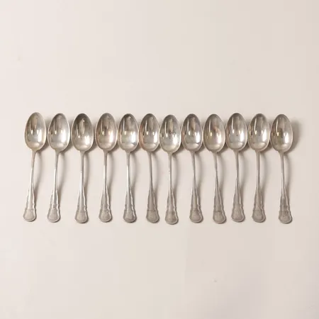 12 Moccaskedar, modell Hallbergs Chippendale, längd: 10,5cm, monogram, CG Hallberg, Stockholm år 1916, 830/1000 silver. Vikt: 118,2 g