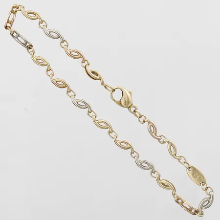 Armband, längd: 21cm, bredd: 3,5mm, Italien, 18K gul-, vit- och roséguld Vikt: 8 g