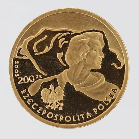 Mynt, Polen 200 Zlotys, Expo 2005, Ø27mm, etui, 21,6K. Vikt: 15,5 g