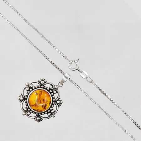 Kedja Venezia, 46cm, bredd 1,2mm, hänge Ø 25mm, silver 925/1000 Vikt: 9 g