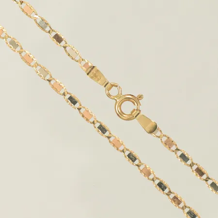 Halsband trefärgad 45cm bredd 2mm, 14K Vikt: 2,2 g