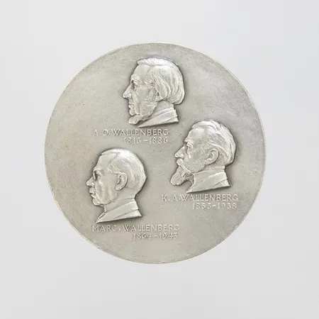 Minnesmedalj Stockholms Enskilda Bank, 100-årsjubileum 1859.1956, Ø63,5mm, C.C. Sporrong, Stockholm, 1956, silver, 830/1000, tillpassat etui Vikt: 116,9 g