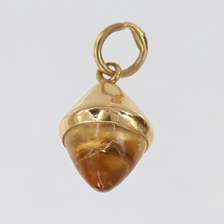 Hänge med sten, längd inkl ögla ca 14mm, bredd ca 7,5mm, 18K Vikt: 0,8 g