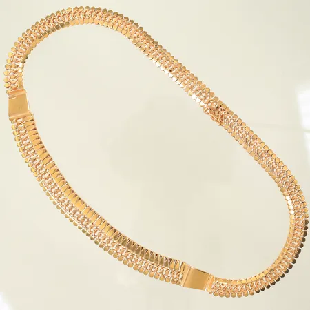 Halscollier längd 44cm, bredd 10-13mm, repig, 18K, 55g Vikt: 55 g