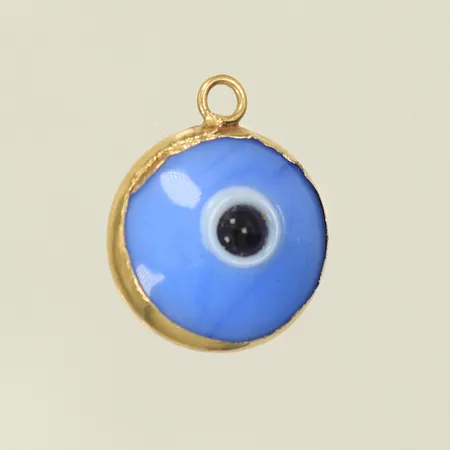 Hänge med öga av glas, saknar ögla, Ø9mm, 14K 0,6g totalt.