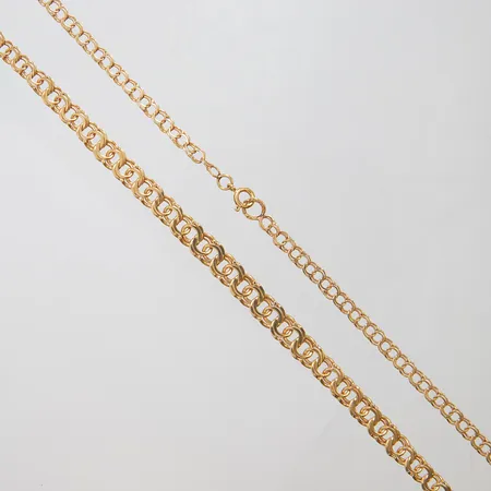 Collier doserad Bismarck, längd: 44,5cm, bredd: 4-7,3mm, svenska stämplar, några vridna länkar, 18K Vikt: 16,7 g