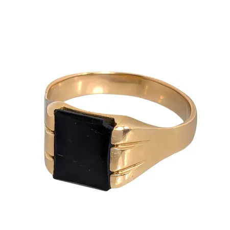 Klackring, 18K guld, sten med slitage, bruttovikt 9,4g Vikt: 9,4 g