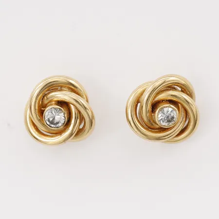 Ett par örhängen med vita stenar, Ø10mm, 18K guld. Vikt: 3,4 g