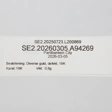 Diverse guld, defekt, 18K Vikt: 0,8 g