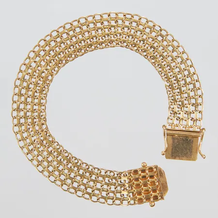 Armband X-länk, längd 18,5cm, bredd 12,5mm, svenska stämplar, 18K Vikt: 14,8 g
