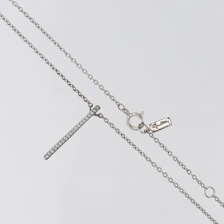 Kedja med diamanter ca 0,10ctv enligt gravyr, Efva Attling, Starline, längd 42-45,5cm, bredd inkl hänge ca 1-24mm, 925/1000 silver  Vikt: 2,8 g