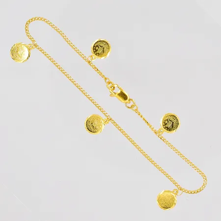 Armband Pansar med berlocker, 19cm, bredd 1,3mm, 21K Vikt: 3,5 g