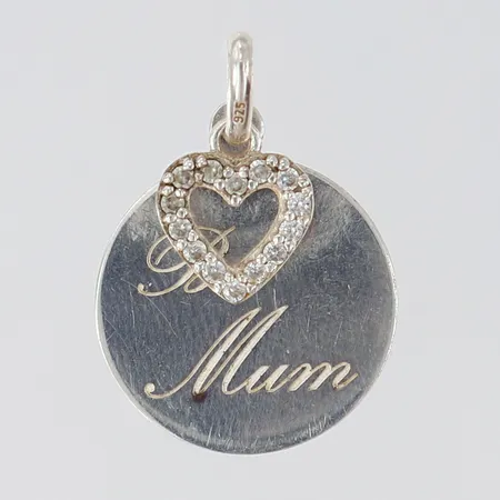 Hänge med stenar, Ø16mm, gravyr, Silver 925/1000. Vikt: 1,4 g