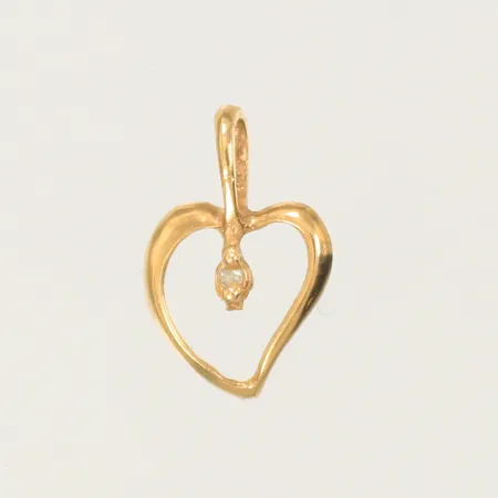 Hänge hjärta med vit sten, 11x7mm 18K  Vikt: 0,2 g