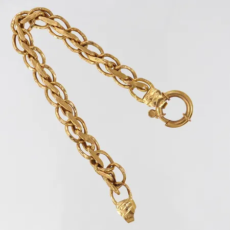 Armband, längd 19cm, bredd 9,4mm, buckligt/skadat, ihåligt, 18K. Vikt: 11,3 g