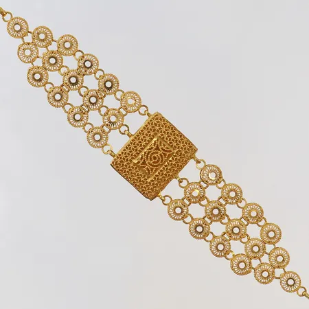 Armband med filigranarbete, längd 20cm, bredd ca 4,5-20mm, 21K Vikt: 12,7 g