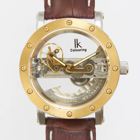 Herrur IK Colouring stål automatisk 40,3mm defekt krona läderband bygelspänne inga tillbehör