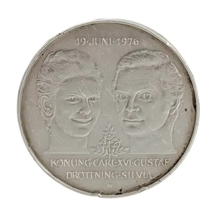 Mynt 50 kr 1976, silver 925/1000, 27g, kantskador