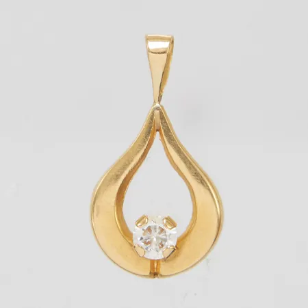 Hänge med vit sten, ca 20x11mm, 18K Vikt: 0,5 g