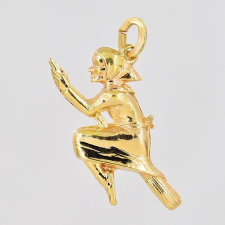 Hänge flygande påskkärring, 12,5x27mm, ihålig, 18K Vikt: 1,8 g