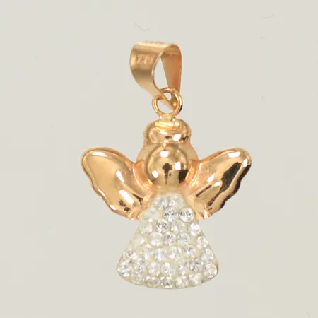 Hänge Ängel med vita stenar, 15x6mm inklusive hängöglan, GHA 18K  Vikt: 0,2 g