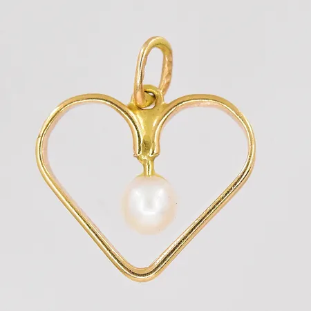 Hänge hjärta med pärla, 14,7x15,7mm inklusive ögla, 18K Vikt: 0,7 g