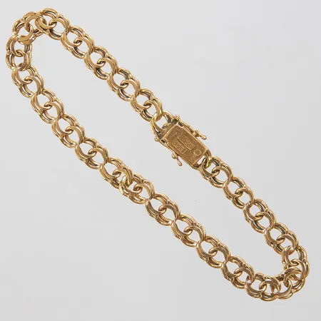 Armband Bismarck, längd: 21,5cm, bredd: 6,7mm, svenska stämplar, en säkerhetsåtta skev, 18K Vikt: 13,3 g