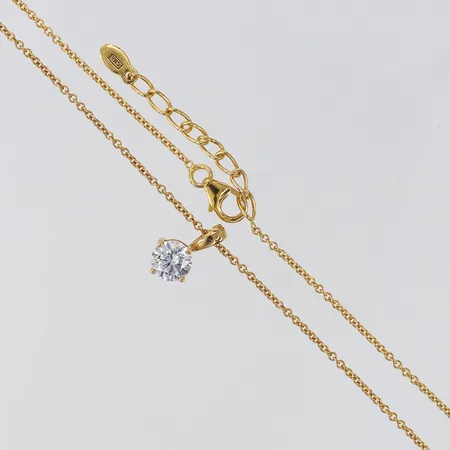 Kedja med hänge vit sten, längd 42-44,5cm, bredd ca 0,5mm, hänge längd inkl ögla ca 12mm, bredd ca 7mm, förgylld, Guldfynd, 925/1000 silver  Vikt: 2,7 g