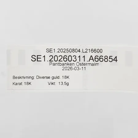 Diverse guld. 18K Vikt: 13,5 g