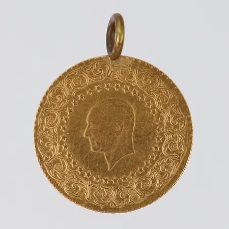 Mynt/Hänge, Ataturk, år 1992, Ø18mm, ögla i metall, 22K Vikt: 1,8 g