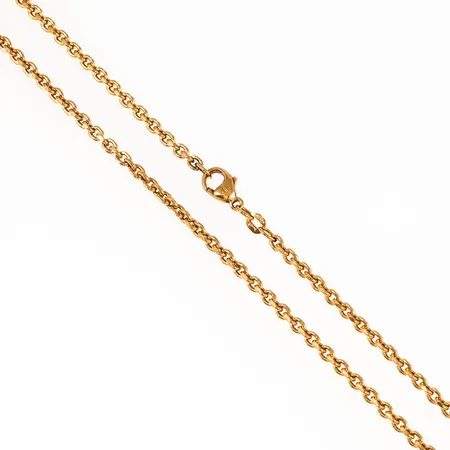 Kedja (ihålig) Ankarlänk i 18K guld. Den är 46 cm lång, 3 mm bred och väger 7,2g. Karbinkake.