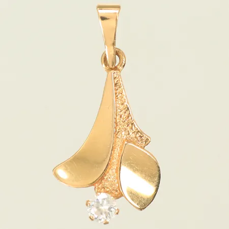 Hänge med vit sten, 22x10mm inklusive hängöglan, 18K  Vikt: 0,7 g