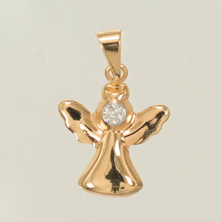 Hänge Ängel och vit sten, 15mm inkl ögla bredd 11mm, 18K 0,2g