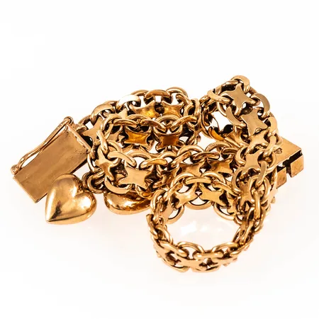 Defekt armband i 18K guld. Vikt: 16,1g.