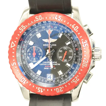 Herrur Breitling Skyracer, stål, automat, 44mm, kronograf, datum, referensnr: A27363, serienr: 2382622, gummilänk, certifikat - 2012, med box, ytterkartong.