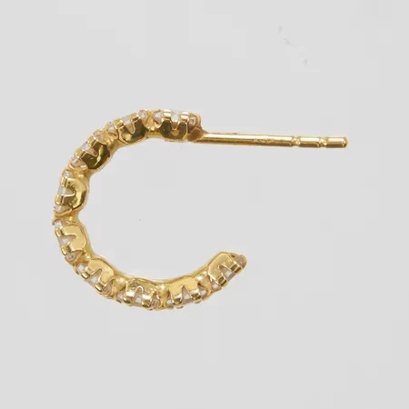 Örhänge udda, Ø12mm, vita stenar, saknar snurrebuss, 18K Vikt: 0,7 g