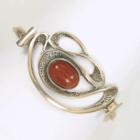 Armband med orange sten längd ca 18cm  bredd 4-27mm Silver 925/1000 Vikt: 12,7 g