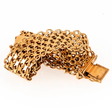 Defekt armband i 18K guld. Vikt: 29,0g.