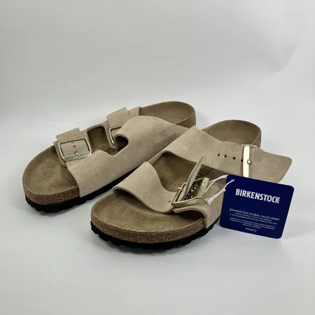 Sandaler Birkenstock strl, 38, Narrow fit/ smal bredd, mocka med råklippta kanter, oanvända i kartong