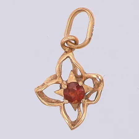 Hänge blomma röd sten ca 16mm, skev, 18K Vikt: 0,4 g