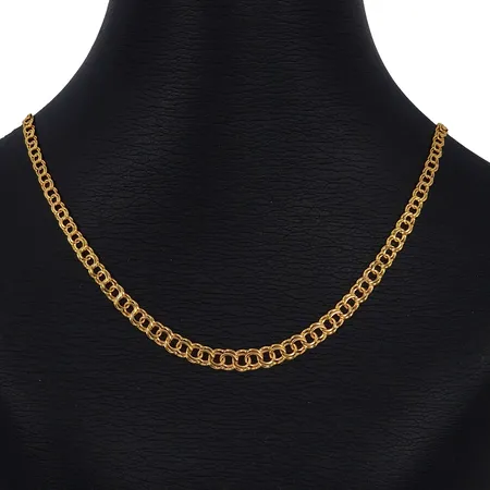 Halskedja Bismarck, 18K guld, doserad modell, Guldfynd (GHA), längd knäppt 43,0 cm, bredd 3,3 - 5,5 mm, fint skick Vikt: 9,8 g