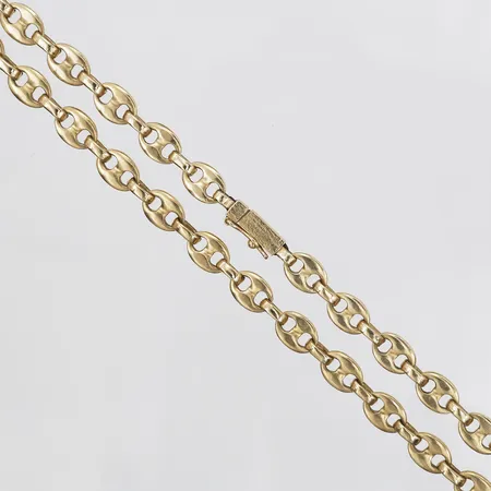Collier, längd: 65 cm, bredd: 7 mm, OBS: ej märkesdesign!, 14K guld. Vikt: 57,6 g