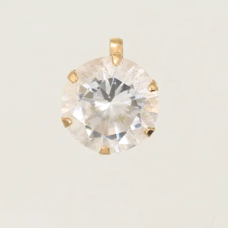 Hänge med vit sten 9,5x8mm inklusive hängöglan GHA 18K bruttovikt 0,9g 