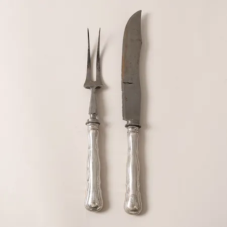  Transcherbestick, modell Hallbergs Chippendale, längd: 27,5cm samt 32cm, monogram, CG Hallberg, Stockholm år 1916, 830/1000 silver och stål, bruttovikt: 281,9g. 